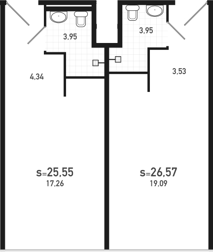 2-комнатная 52 м<sup>2</sup> на 11 этаже 2-комнатная 52 м<sup>2</sup> на 11 этаже