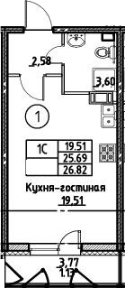 Студия 29 м<sup>2</sup> на 3 этаже Студия 29 м<sup>2</sup> на 3 этаже