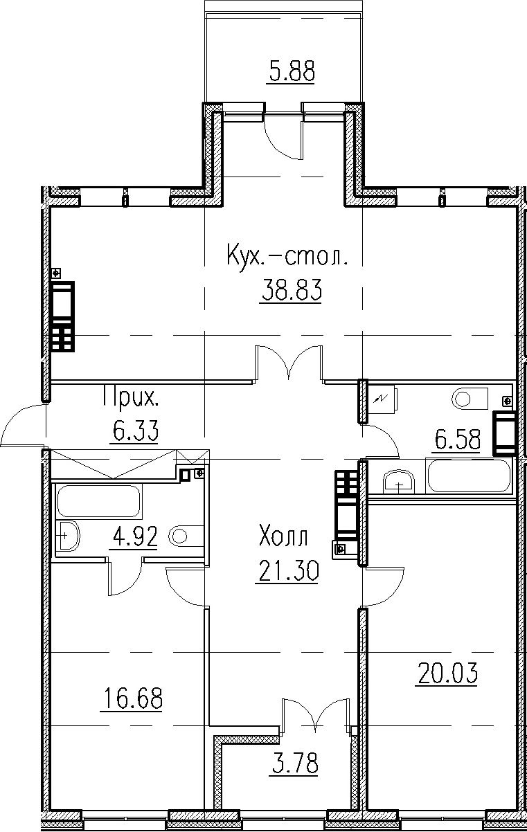 Продажа 2-комнатной новостройки, Санкт-Петербург, Петровский пр-кт,  д. 1