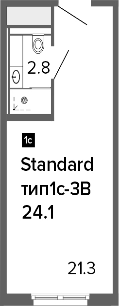 Студия 24 м<sup>2</sup> на 5 этаже Студия 24 м<sup>2</sup> на 5 этаже