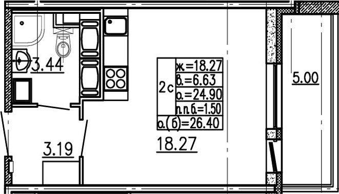 Студия 29 м<sup>2</sup> на 24 этаже Студия 29 м<sup>2</sup> на 24 этаже