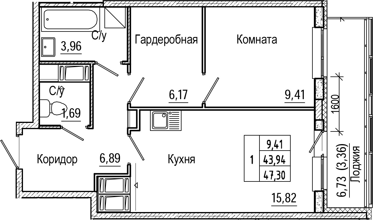2-комнатная 50 м<sup>2</sup> на 21 этаже 2-комнатная 50 м<sup>2</sup> на 21 этаже
