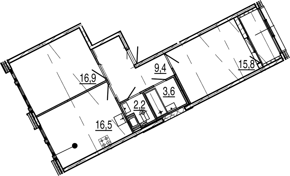 3-комнатная 68 м<sup>2</sup> на 5 этаже 3-комнатная 68 м<sup>2</sup> на 5 этаже