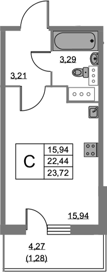 Студия 26 м<sup>2</sup> на 18 этаже Студия 26 м<sup>2</sup> на 18 этаже