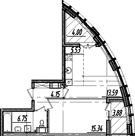 2-комнатная 53 м<sup>2</sup> на 6 этаже 2-комнатная 53 м<sup>2</sup> на 6 этаже
