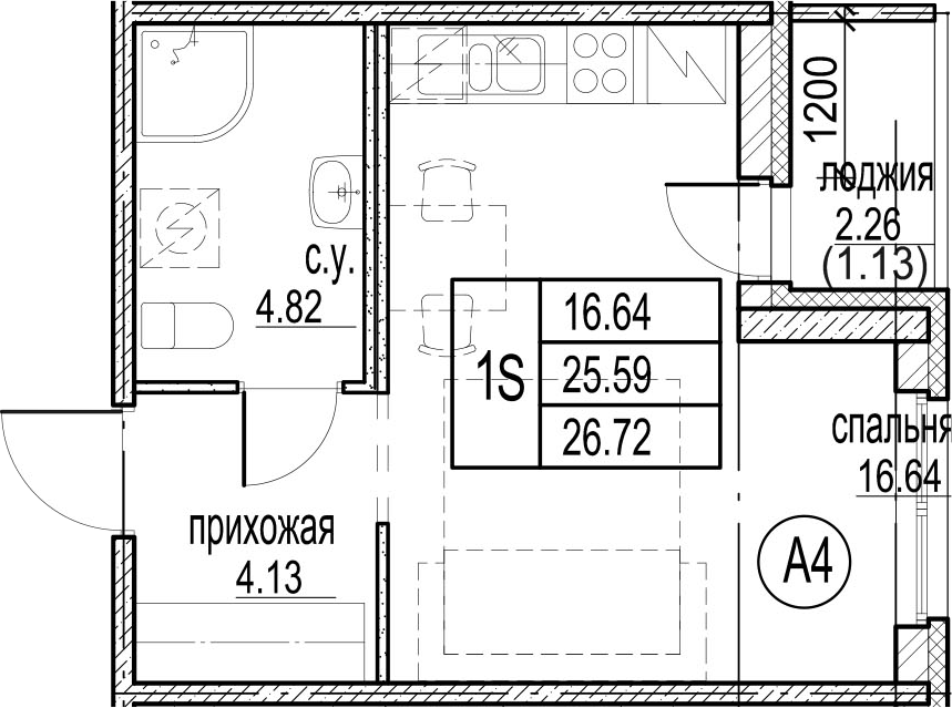 Студия 27 м<sup>2</sup> на 2 этаже Студия 27 м<sup>2</sup> на 2 этаже