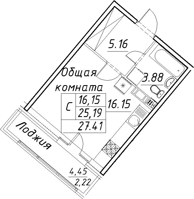 Студия 29 м<sup>2</sup> на 3 этаже Студия 29 м<sup>2</sup> на 3 этаже