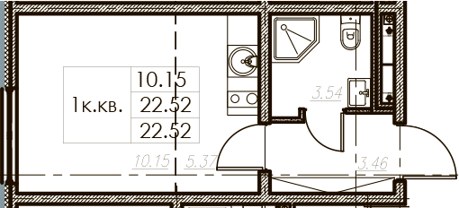 Студия 22 м<sup>2</sup> на 2 этаже Студия 22 м<sup>2</sup> на 2 этаже