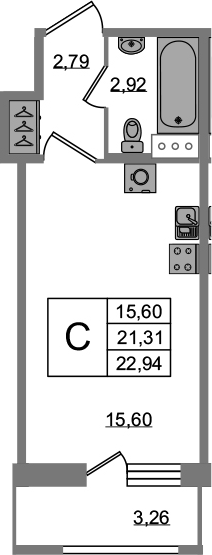Студия 24 м<sup>2</sup> на 5 этаже Студия 24 м<sup>2</sup> на 5 этаже