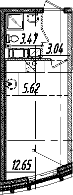 Студия 24 м<sup>2</sup> на 4 этаже Студия 24 м<sup>2</sup> на 4 этаже