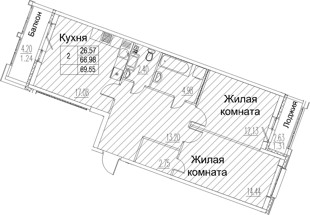 3-комнатная 73 м<sup>2</sup> на 5 этаже 3-комнатная 73 м<sup>2</sup> на 5 этаже