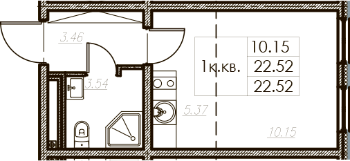 Студия 22 м<sup>2</sup> на 2 этаже Студия 22 м<sup>2</sup> на 2 этаже