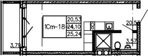 Студия 27 м<sup>2</sup> на 5 этаже Студия 27 м<sup>2</sup> на 5 этаже