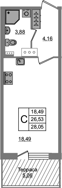 Студия 31 м<sup>2</sup> на 5 этаже Студия 31 м<sup>2</sup> на 5 этаже