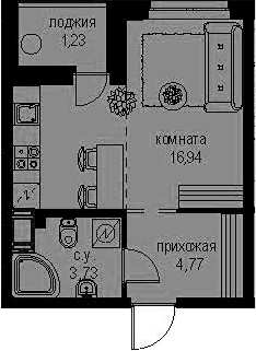 Студия 27 м<sup>2</sup> на 11 этаже Студия 27 м<sup>2</sup> на 11 этаже