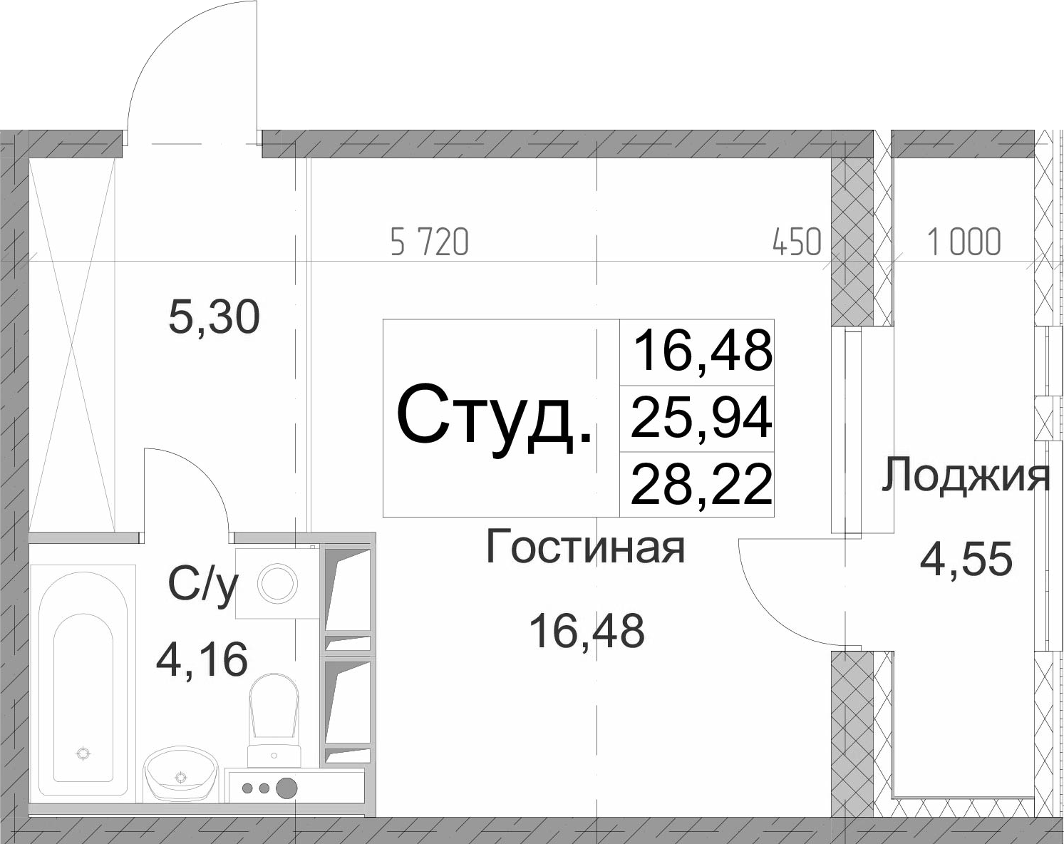 Студия 30 м<sup>2</sup> на 8 этаже Студия 30 м<sup>2</sup> на 8 этаже