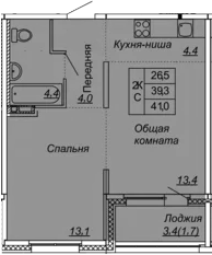 2-комнатная 42 м<sup>2</sup> на 2 этаже 2-комнатная 42 м<sup>2</sup> на 2 этаже
