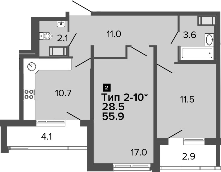 2-комнатная 62 м<sup>2</sup> на 15 этаже 2-комнатная 62 м<sup>2</sup> на 15 этаже
