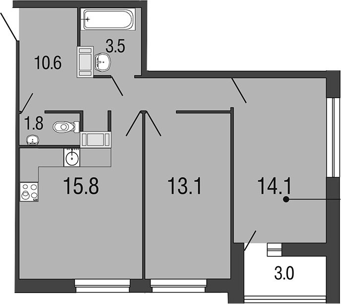 3-комнатная 61 м<sup>2</sup> на 13 этаже 3-комнатная 61 м<sup>2</sup> на 13 этаже