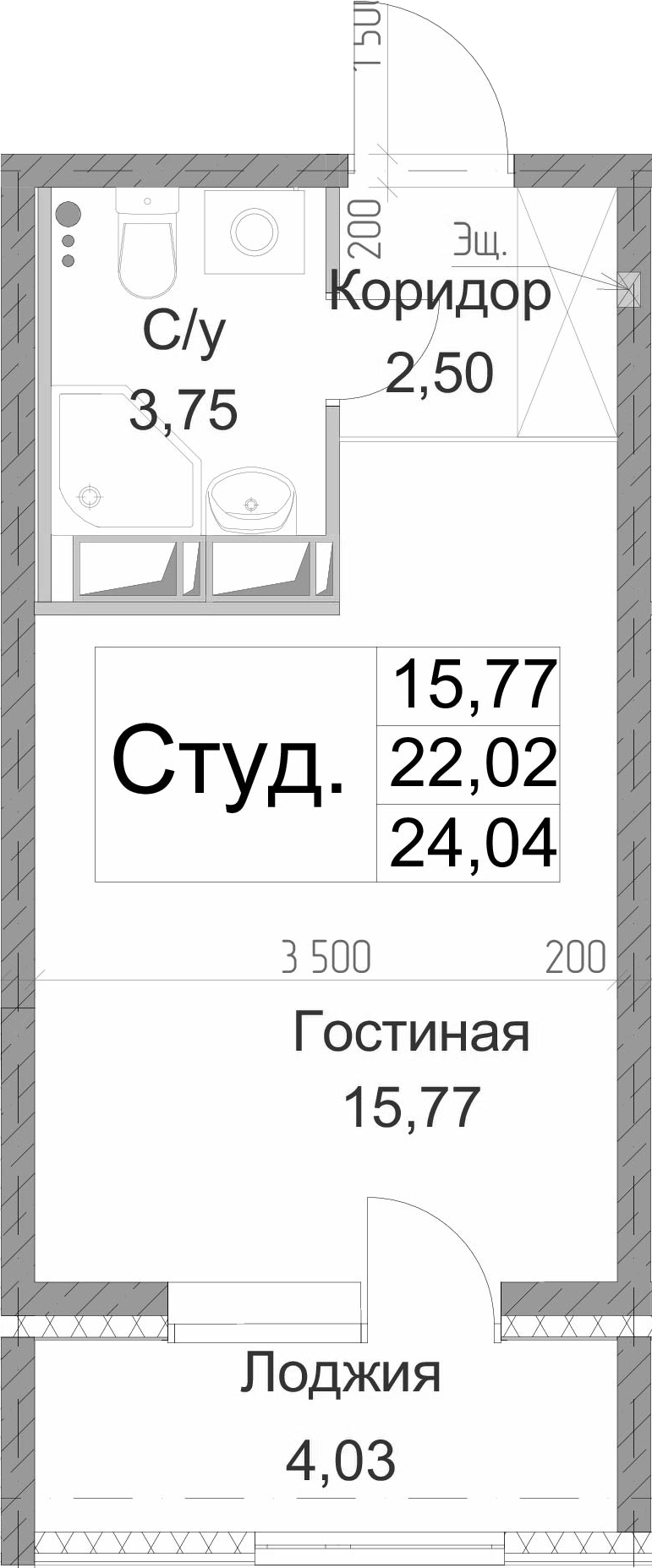 Студия 26 м<sup>2</sup> на 1 этаже Студия 26 м<sup>2</sup> на 1 этаже