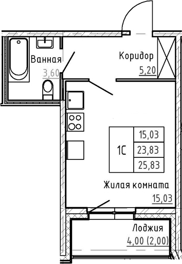 Студия 27 м<sup>2</sup> на 1 этаже Студия 27 м<sup>2</sup> на 1 этаже