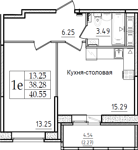 2-комнатная 42 м<sup>2</sup> на 7 этаже 2-комнатная 42 м<sup>2</sup> на 7 этаже