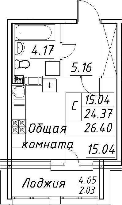 Студия 28 м<sup>2</sup> на 5 этаже Студия 28 м<sup>2</sup> на 5 этаже
