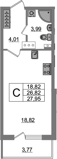 Студия 30 м<sup>2</sup> на 3 этаже Студия 30 м<sup>2</sup> на 3 этаже