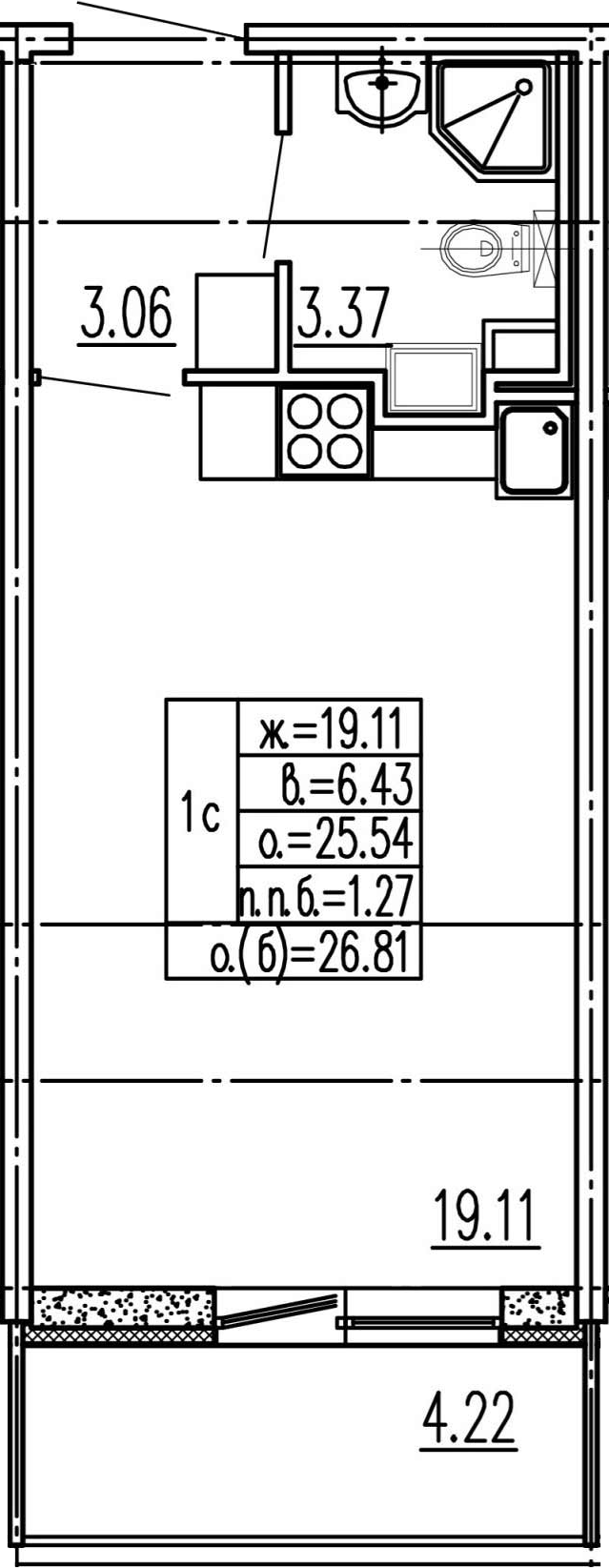 Студия 29 м<sup>2</sup> на 1 этаже Студия 29 м<sup>2</sup> на 1 этаже
