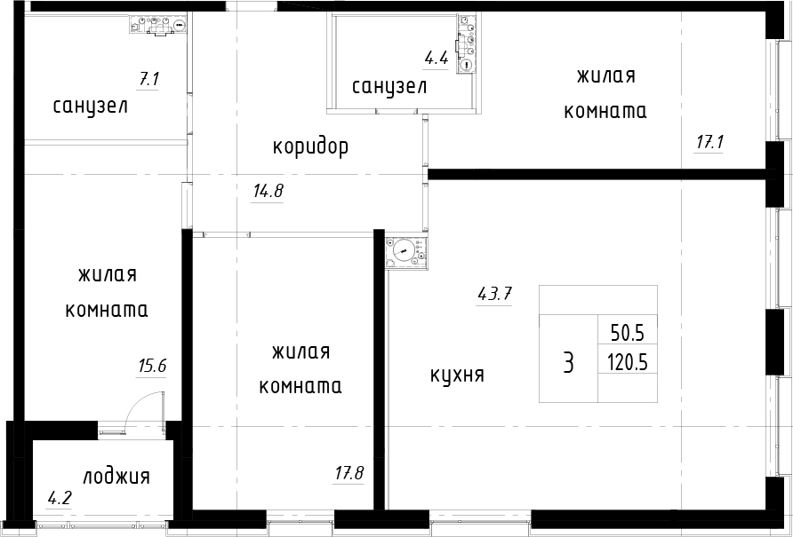 4-комнатная 124 м<sup>2</sup> на 12 этаже 4-комнатная 124 м<sup>2</sup> на 12 этаже