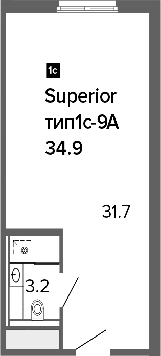 Студия 34 м<sup>2</sup> на 8 этаже Студия 34 м<sup>2</sup> на 8 этаже