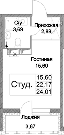 Студия 25 м<sup>2</sup> на 2 этаже Студия 25 м<sup>2</sup> на 2 этаже