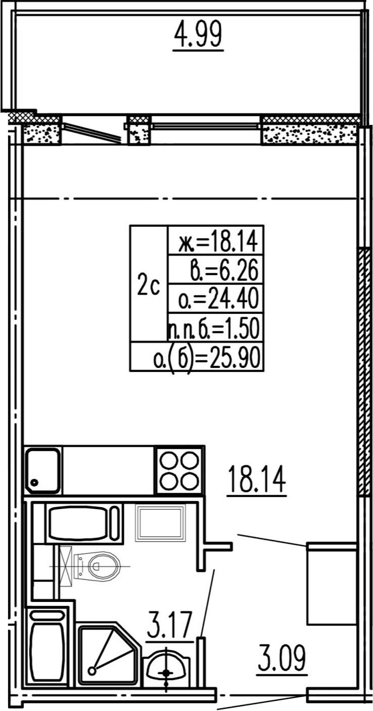 Студия 29 м<sup>2</sup> на 15 этаже Студия 29 м<sup>2</sup> на 15 этаже