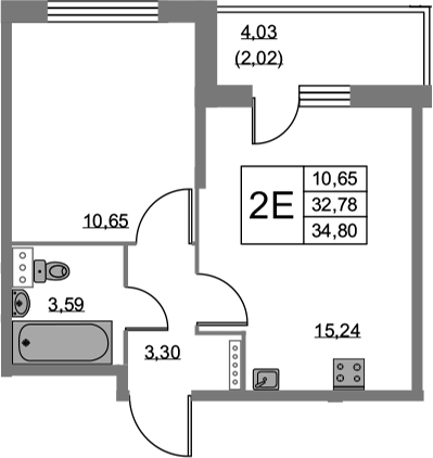 2-комнатная 36 м<sup>2</sup> на 1 этаже 2-комнатная 36 м<sup>2</sup> на 1 этаже