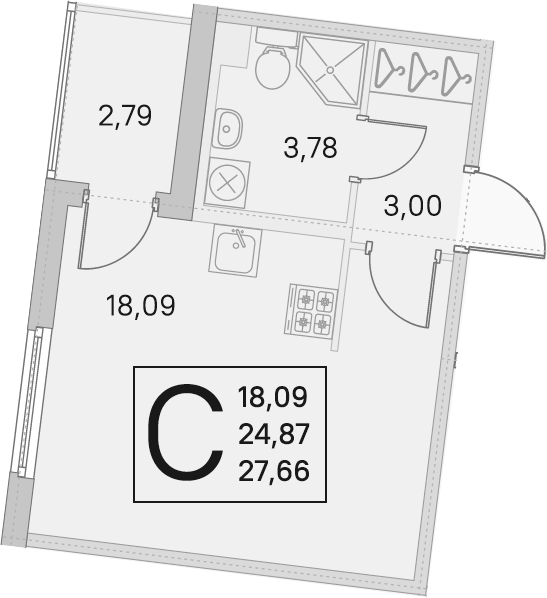 Студия 27 м<sup>2</sup> на 1 этаже Студия 27 м<sup>2</sup> на 1 этаже