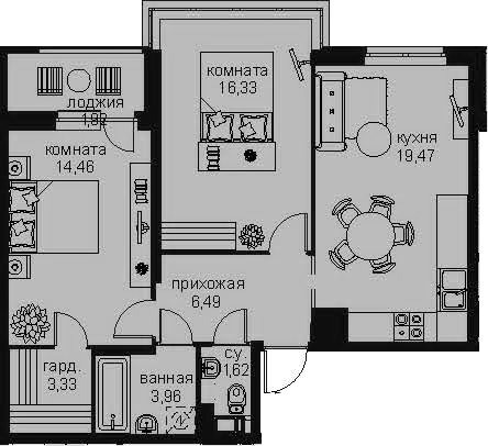 3-комнатная 69 м<sup>2</sup> на 3 этаже 3-комнатная 69 м<sup>2</sup> на 3 этаже